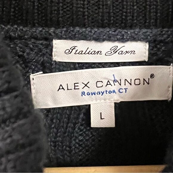 Alex Cannon cable knit merino wool sweater L - Picture 5 of 7